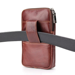 6.3 inch and Below Universal Crazy Horse Texture Genuine Leather Men Vertical Style Case Waist Bag with Belt Hole for Sony, Huawei, Meizu, Lenovo, ASUS, Cubot, Oneplus, Xiaomi, Ulefone, Letv, DOOGEE, Vkworld, and other Smartphones