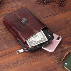 6.3 inch and Below Universal Crazy Horse Texture Genuine Leather Men Vertical Style Case Waist Bag with Belt Hole for Sony, Huawei, Meizu, Lenovo, ASUS, Cubot, Oneplus, Xiaomi, Ulefone, Letv, DOOGEE, Vkworld, and other Smartphones