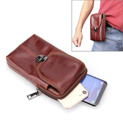 6.3 inch and Below Universal Crazy Horse Texture Genuine Leather Men Vertical Style Case Waist Bag with Belt Hole for Sony, Huawei, Meizu, Lenovo, ASUS, Cubot, Oneplus, Xiaomi, Ulefone, Letv, DOOGEE, Vkworld, and other Smartphones