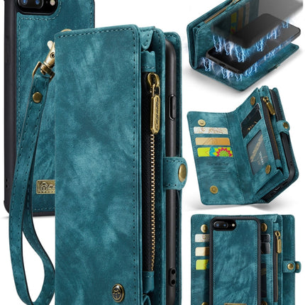 CaseMe for iPhone 8 Plus & 7 Plus   Multifunctional Leather Billfold with Detachable Magnetic PC Back Protective Case & Holder & 11 Card Slots & 3 Cash Slots & 1 Zipper Wallet & 2 Photo Frames & 3 Magnetic Clasps