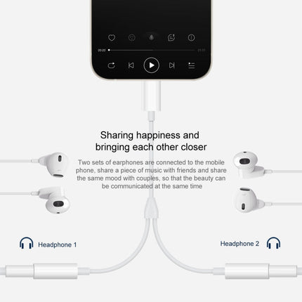MH027 16cm 2 in 1 Dual 3.5mm Female to 8 Pin Male Audio Adapter