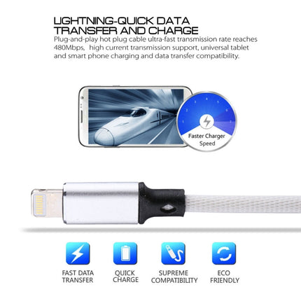 1m 2A USB to 8 Pin Nylon Weave Style Data Sync Charging Cable, 8 Pin Black, 8 Pin Grey, 8 Pin Blue, 8 Pin Red, 8 Pin White, 8 Pin Pink