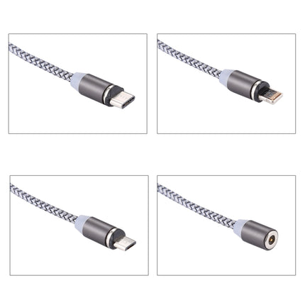1.05m 8 Pin + Micro USB + USB-C / Type-C to USB Weave Data Sync Charging Cable with LED Indicator
