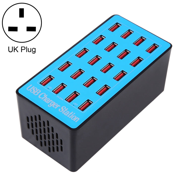 WLX-A5+ 100W 20 USB Ports Charger Station Automatically Assigned Smart Charger with Power LED Indicator, EU Plug