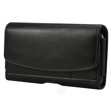 Lambskin Elastic Band Men 4.8 Inch Mobile Phone Universal Hanging Waist Leather Case with Card Slot