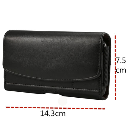 Lambskin Elastic Band Men 4.8 Inch Mobile Phone Universal Hanging Waist Leather Case with Card Slot