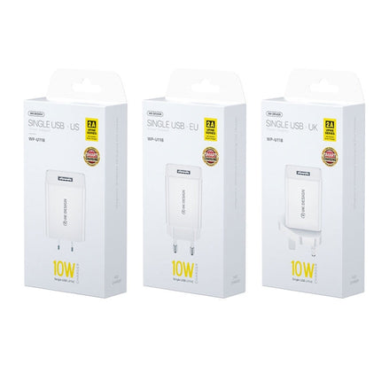 WK WP-U118 10W Single USB Port Travel Charger Power Adapter, US Plug, WP-U118 US Plug