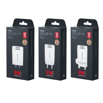 WK WP-U119 10W Dual USB Ports Travel Charger Power Adapter, US Plug, WP-U119 US Plug