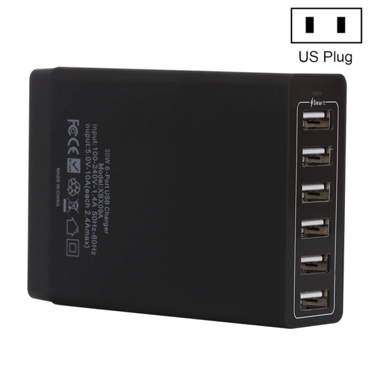 XBX09A 50W 5V 2.4A 6 USB Ports Quick Charger Travel Charger