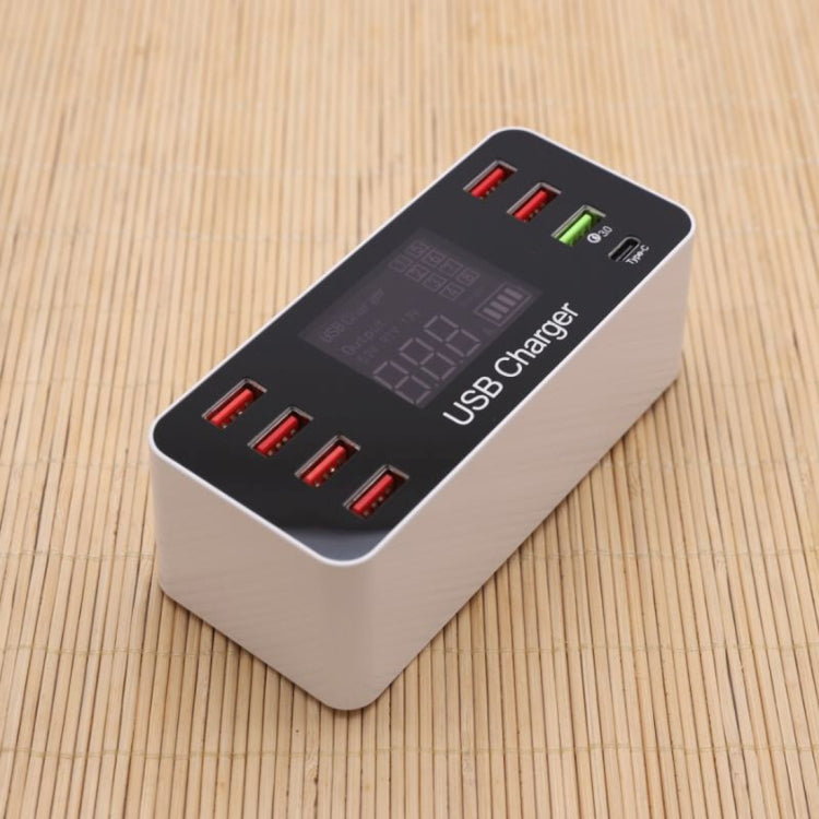 A9+ Multi-function AC 100V~240V 8 Ports USB Digital Display LCD Detachable Charging Station Smart Charger,Support QC3.0, A9+