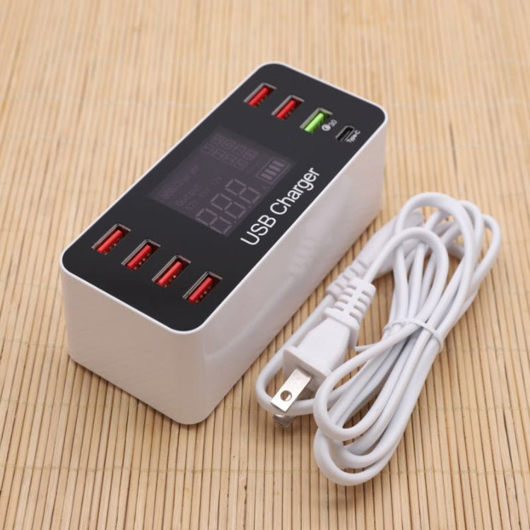 A9+ Multi-function AC 100V~240V 8 Ports USB Digital Display LCD Detachable Charging Station Smart Charger,Support QC3.0, A9+