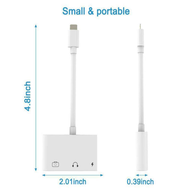 3 in 1 Multi-function 8 Pin + 3.5mm + USB 3.0 OTG to 8 Pin Male Fast Charging & Music Audio & Card Reading Adapter