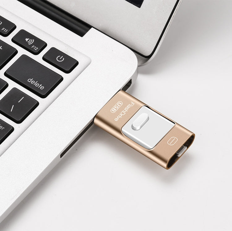 128GB USB 3.0 + 8 Pin + Mirco USB Android iPhone Computer Dual-use Metal Flash Drive, 128GB USB 3.0