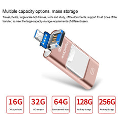 128GB USB 3.0 + 8 Pin + Mirco USB Android iPhone Computer Dual-use Metal Flash Drive