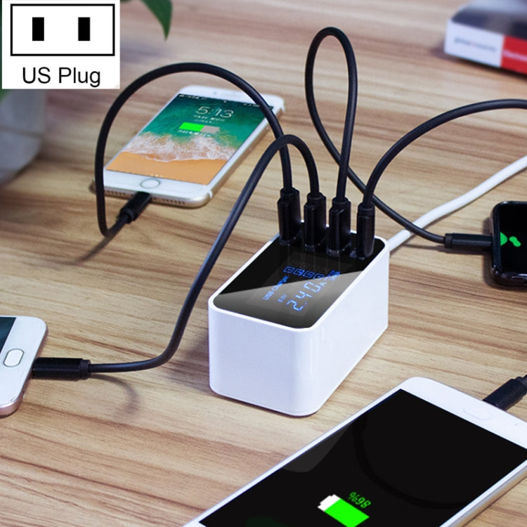 CDA30 20W 3 USB Ports + USB-C / Type-C Ports Multi-function Charger with LED Display, US Plug, US Plug