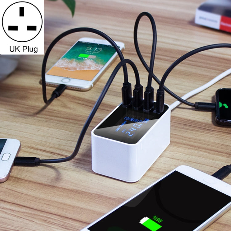 CDA30 20W 3 USB Ports + USB-C / Type-C Ports Multi-function Charger with LED Display, UK Plug, UK Plug