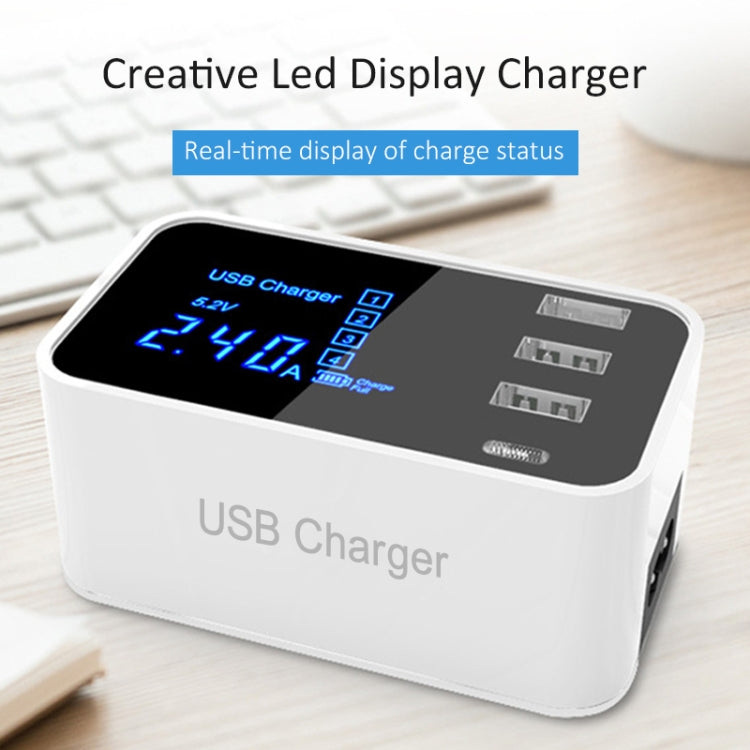 CDA30 20W 3 USB Ports + USB-C / Type-C Ports Multi-function Charger with LED Display, UK Plug, UK Plug