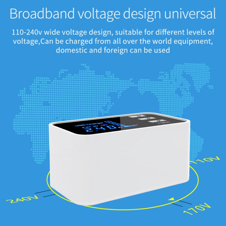 CDA30 20W 3 USB Ports + USB-C / Type-C Ports Multi-function Charger with LED Display, US Plug, US Plug