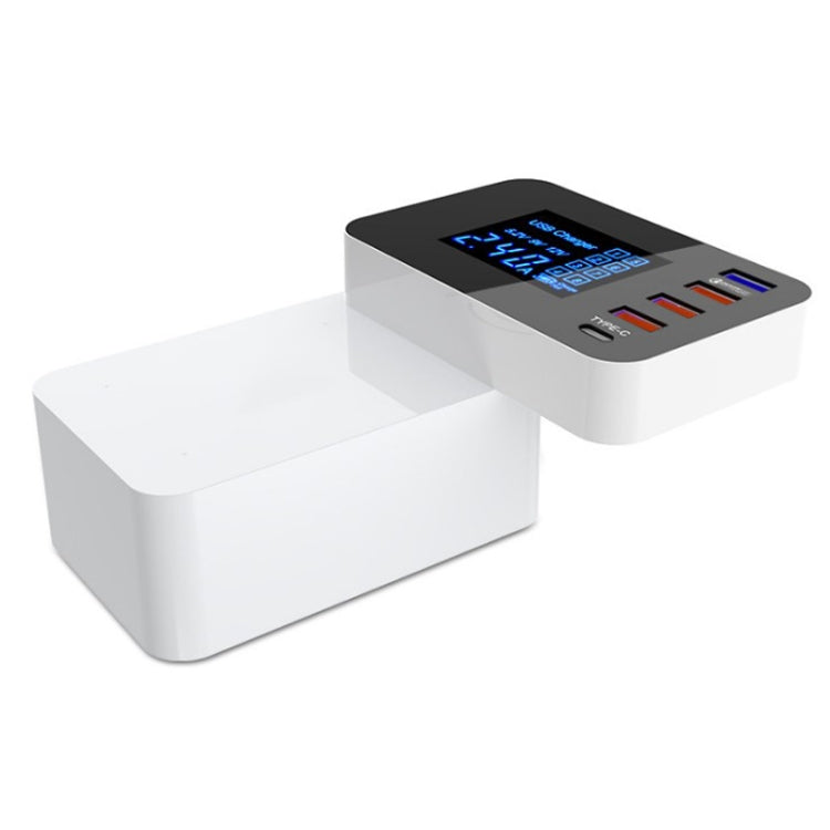 CDA33Q 40W QC 3.0 USB + 3 USB Ports + USB-C / Type-C Ports Multi-function Charger with LED Display, EU Plug, EU Plug