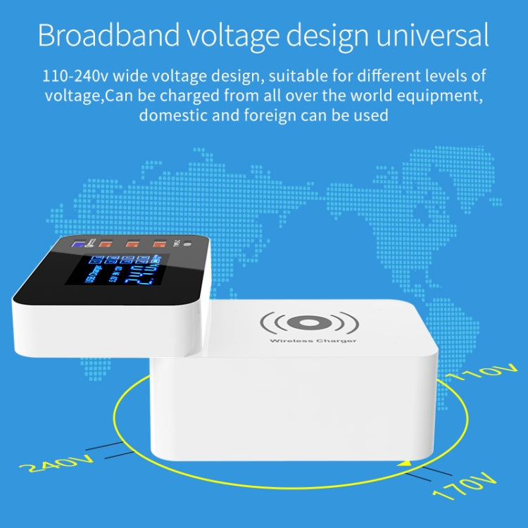 CDA33Q 40W QC 3.0 USB + 3 USB Ports + USB-C / Type-C Ports Multi-function Charger with LED Display, UK Plug, UK Plug