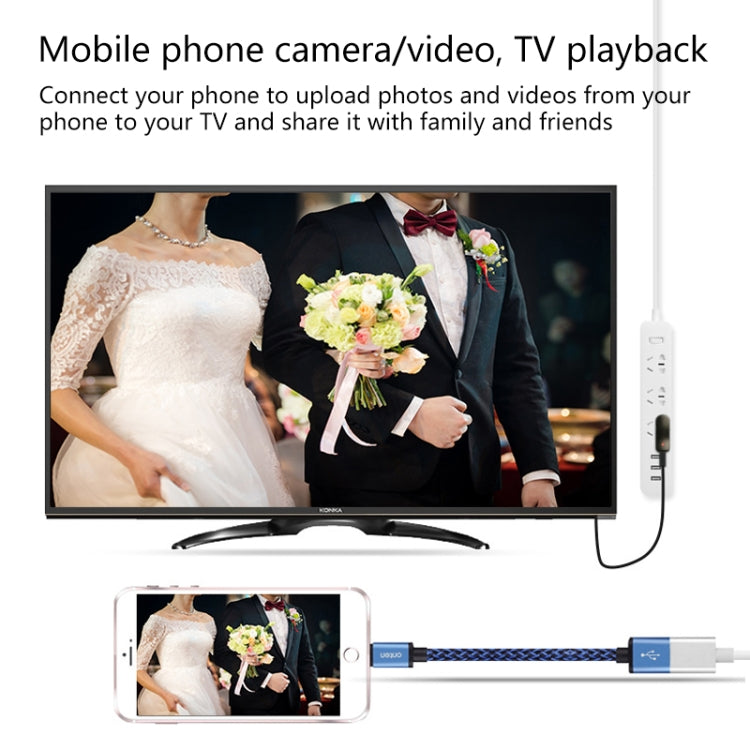 Onten 7562 USB Female to HDMI Phone to HDTV Adapter Cable for iPhone / Android