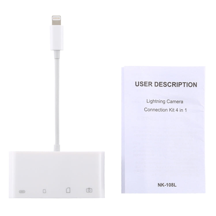 NK-108L 8 Pin to USB + TF Card + SD Card Camera Reader Adapter, Compatible with IOS 9.1 and Above Systems, NK-108L