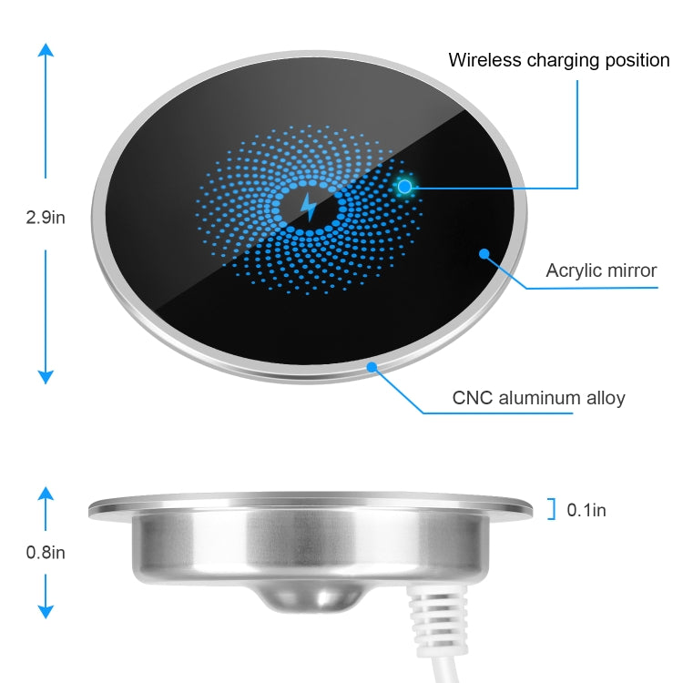 S50 15W Ultra-thin Desktop Embedded Wireless Charger embedded