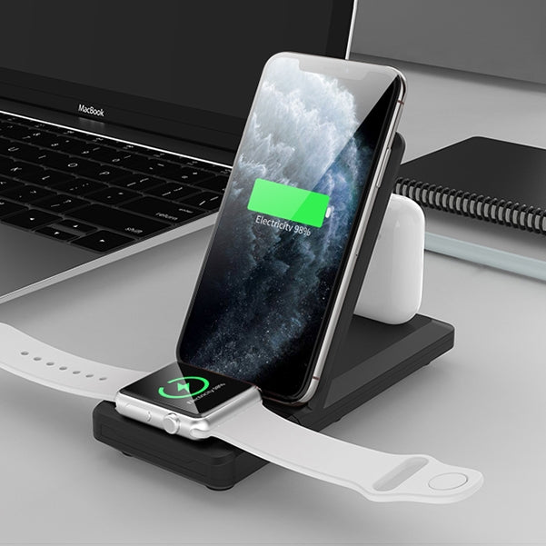 H6 3 in 1 Portable Folding Wireless Charger for iPhone + iWatch + AirPods