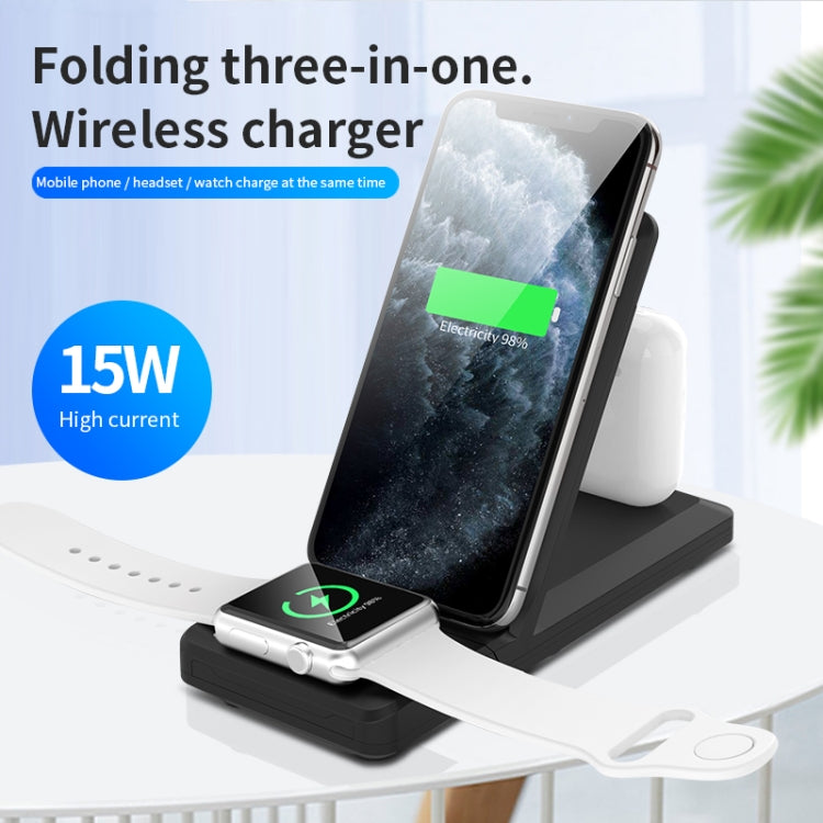 H6 3 in 1 Portable Folding Wireless Charger for iPhone + iWatch + AirPods