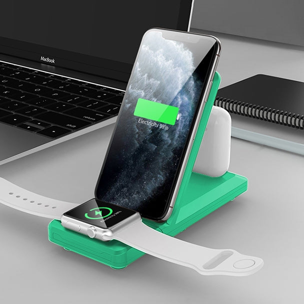 H6 3 in 1 Portable Folding Wireless Charger for iPhone + iWatch + AirPods