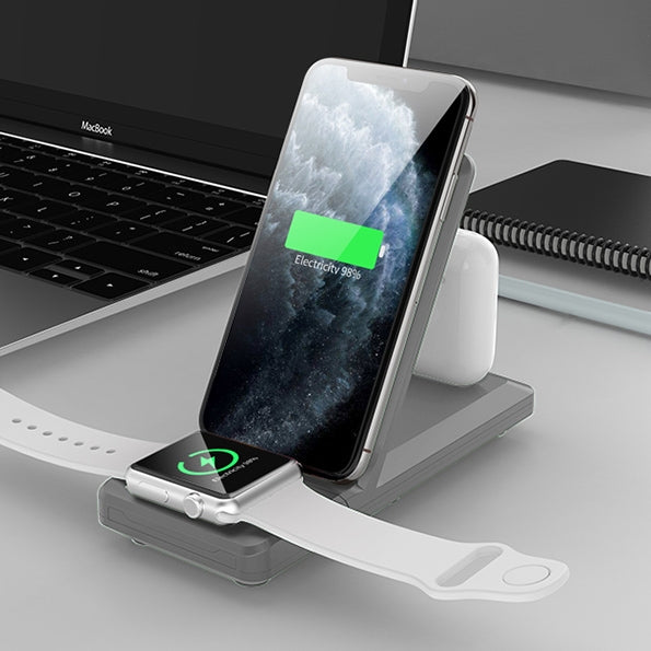 H6 3 in 1 Portable Folding Wireless Charger for iPhone + iWatch + AirPods