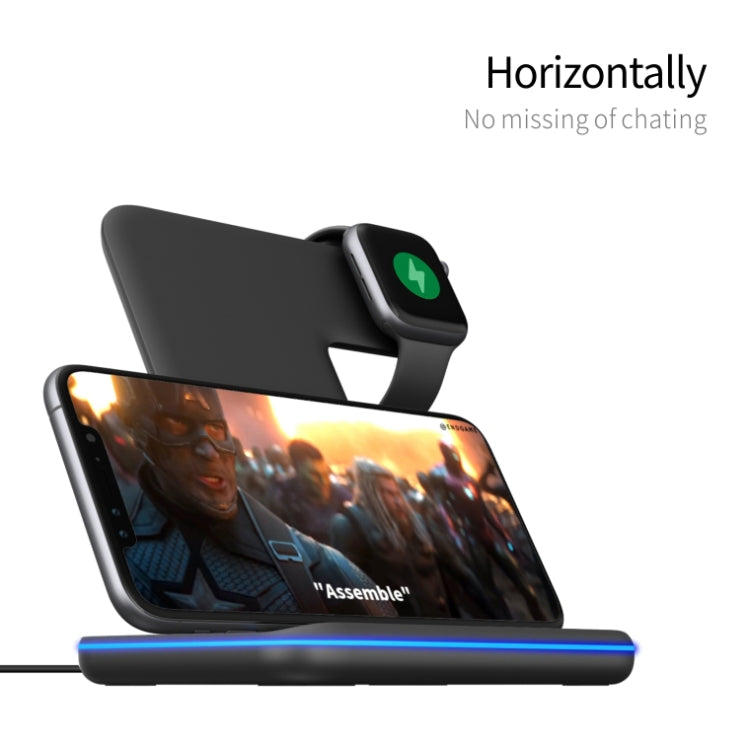 Z5A QI Vertical Magnetic Wireless Charger for Mobile Phones & Apple Watches & AirPods / Samsung Galaxy Buds / Huawei Free Buds, with Touch Ring Light, Z5A