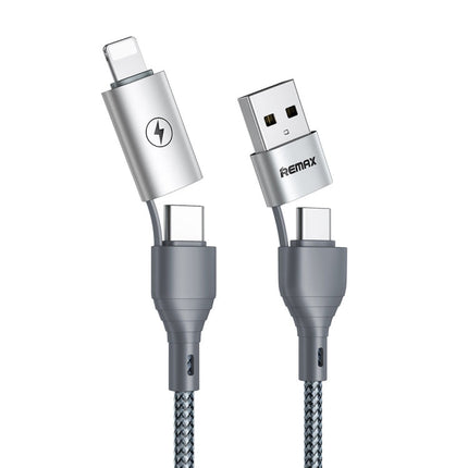 REMAX RC-011 1.2m 2.4A 4-in-1 USB to USB-C / Type-Cx2 + 8 Pin Fast Charging Data Cable