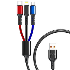 awei CL-971 3 in 1 1.2m 2.4A USB to 8 Pin + Micro USB + USB-C / Type-C Multi Charging Cable