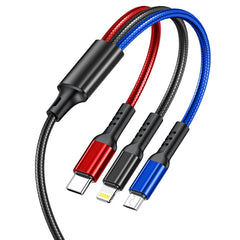 awei CL-971 3 in 1 1.2m 2.4A USB to 8 Pin + Micro USB + USB-C / Type-C Multi Charging Cable