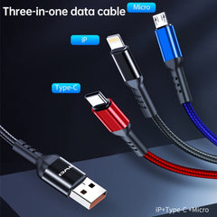 awei CL-971 3 in 1 1.2m 2.4A USB to 8 Pin + Micro USB + USB-C / Type-C Multi Charging Cable