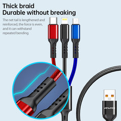 awei CL-971 3 in 1 1.2m 2.4A USB to 8 Pin + Micro USB + USB-C / Type-C Multi Charging Cable