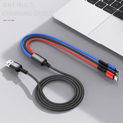 awei CL-971 3 in 1 1.2m 2.4A USB to 8 Pin + Micro USB + USB-C / Type-C Multi Charging Cable