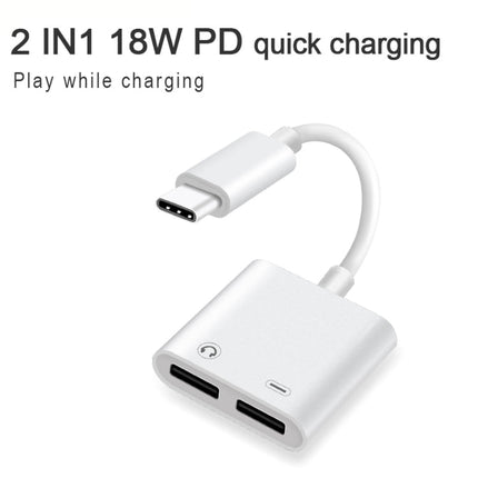 FT_AC42 2 in 1 18W PD USB-C / Type-C Male to USB-C / Type-C Audio + USB-C / Type-C Charging Female Audio Adapter