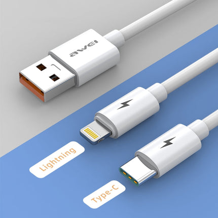 awei CL-79 2 in 1 1.2m USB to 8 Pin + USB-C / Type-C Multi Charging Cable