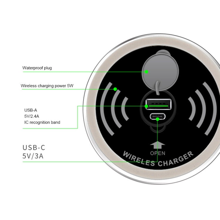 KP-ZMC Embedded Desktop Wireless Charger with PD+USB Interface Cable Length: 1.2m