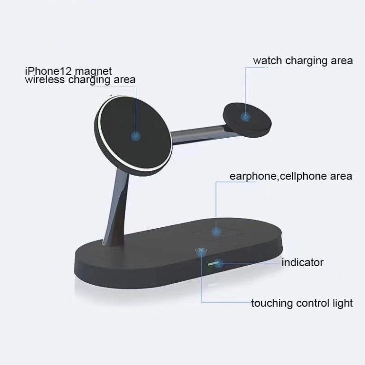 T268 5 in 1 15W Multi-function Magnetic Wireless Charger for iPhone 12 Series & Apple Watchs & AirPods 1 / 2 / Pro, with LED Light