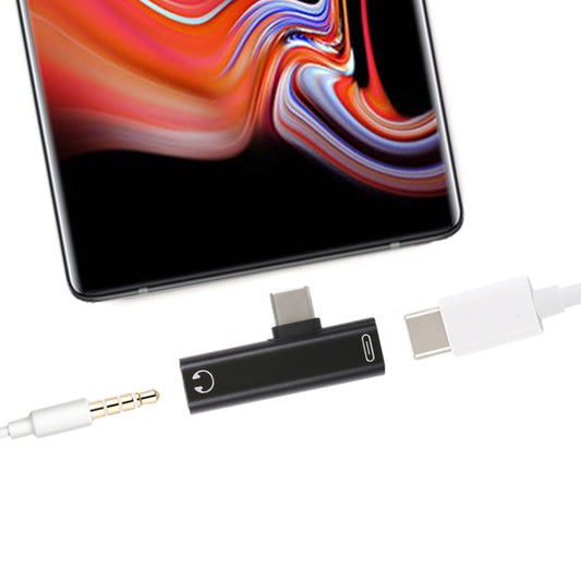 2 in 1 USB-C / Type-C Male to USB-C / Type-C Female 3.5mm Jack Charging Listening Adapter