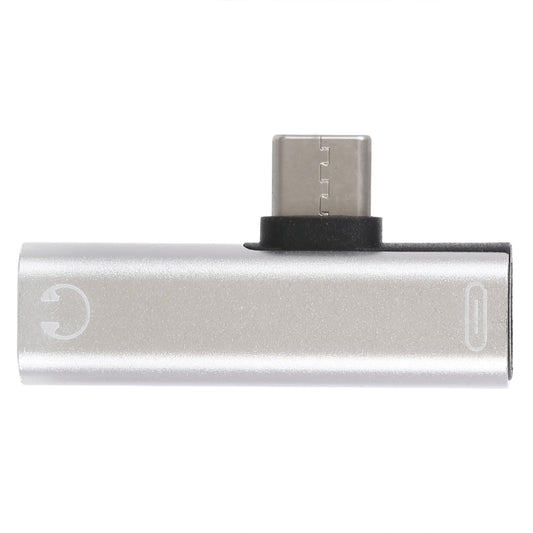 2 in 1 USB-C / Type-C Male to USB-C / Type-C Female 3.5mm Jack Charging Listening Adapter