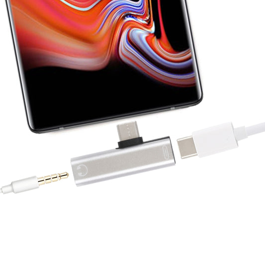 2 in 1 USB-C / Type-C Male to USB-C / Type-C Female 3.5mm Jack Charging Listening Adapter