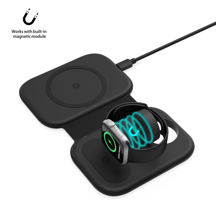 F20 3 in 1 15W Multi-function Magnetic Folding Wireless Charger for iPhone Series & Apple Watches & AirPods, F20