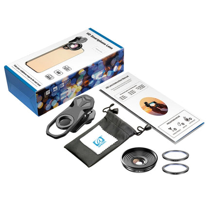 APEXEL APL-HB10X Macro Lens Telephoto Clip + Star Light Filter + CPL Phone Lens Kit, APL-HB10X