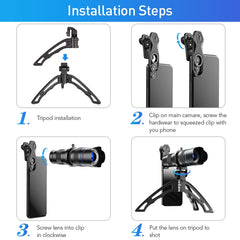 APEXEL APL-20-40XJJ04 20-40X HD External Dual-adjustment Zoom Telescope Universal Telephoto Phone Lens, 20-40X