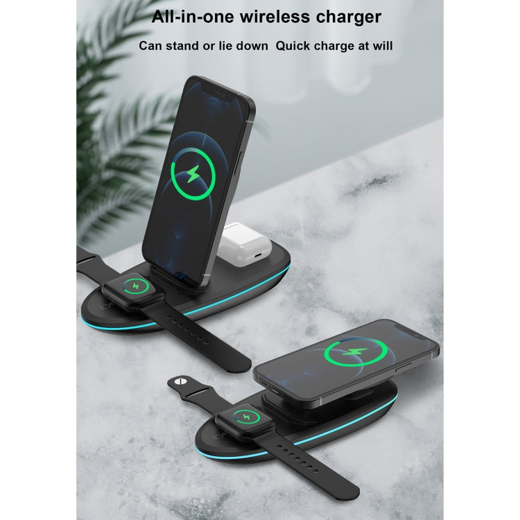 V9 3 in 1 Retractable Folding Multi-function Magnetic Wireless Charging Base for Phones & Apple Watch Series & AirPods