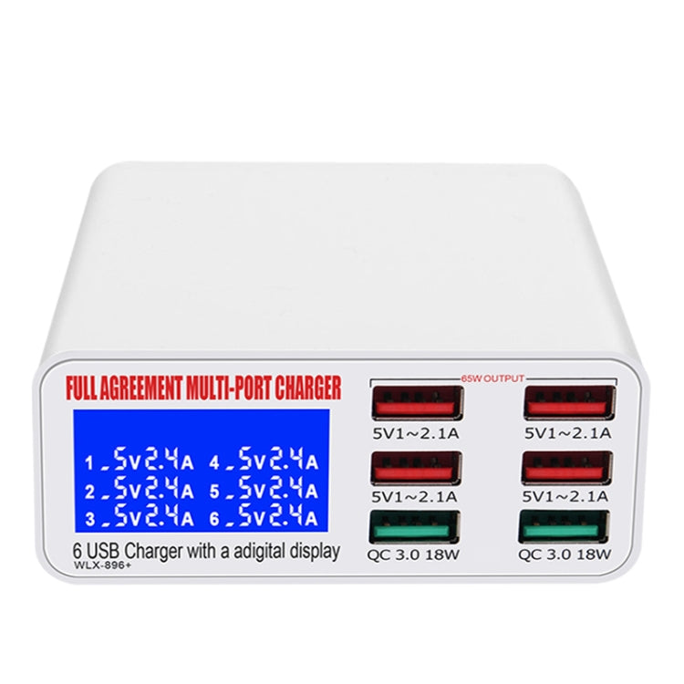 WLX-896+ 6 In 1 Multi-function Smart Digital Display USB Charger, WLX-896+(AU Plug), WLX-896+(EU Plug), WLX-896+(UK Plug), WLX-896+(US Plug)